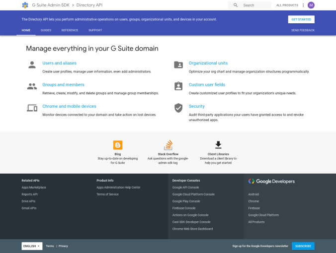 developer.google.com home page