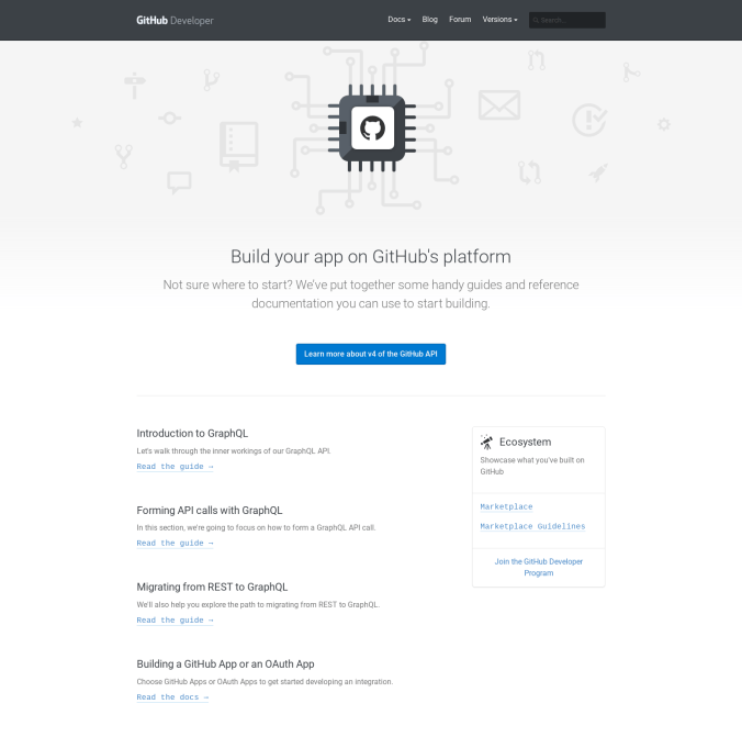 developer.github.com home page